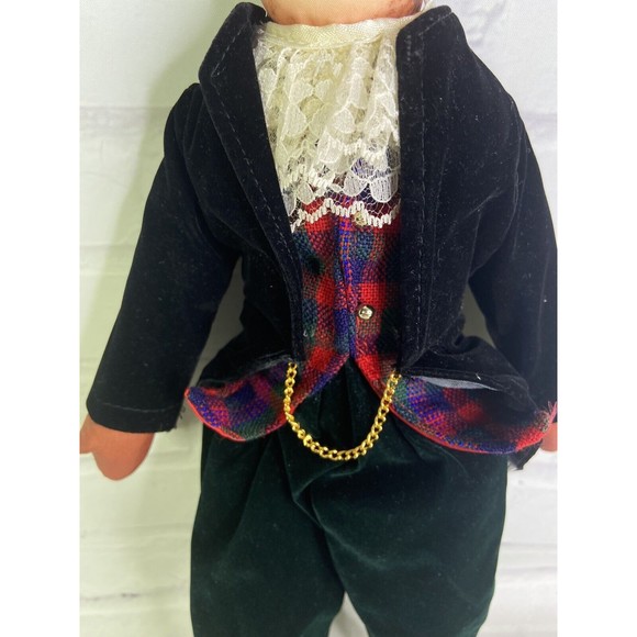 Vintage Anthropomorphic Cat Kitten Stuffed Plush Doll Fabric Velvet Dress Suit - Picture 3 of 7